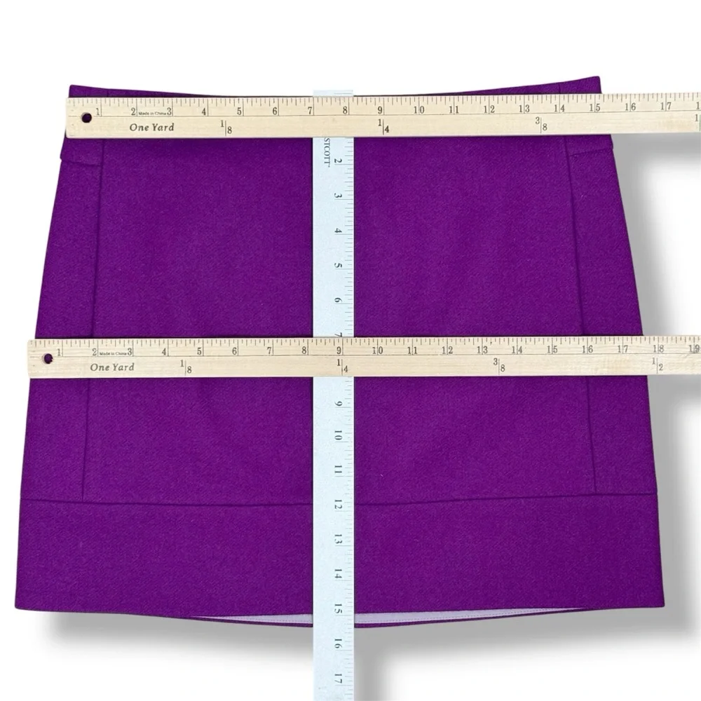 J.Crew‎ Wool Blend A Line Pencil Mini Skirt Electric Purple Size 2 - Picture 12 of 13